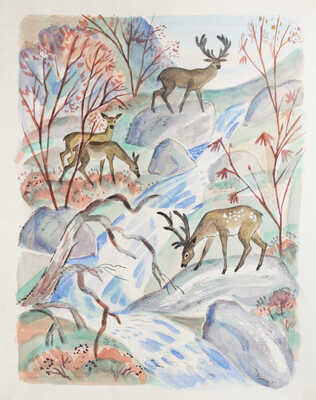 Давыдова Ольга Абовна. Лот из 43 иллюстраций к рассказам о природе Заполярья Ю. Могутина «Берег